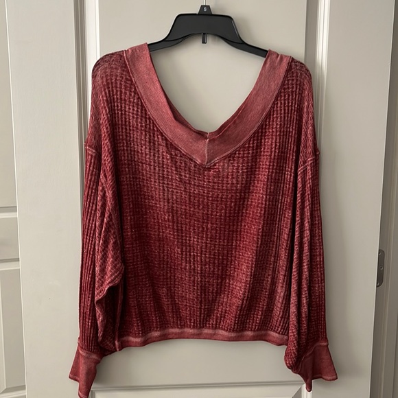 Rust color free people long sleeve shirt. XS - Picture 1 of 2